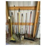 Rakes, pitchfork, brooms and shovels