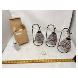 set of mosaic glass hanging candle holders with
