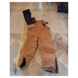 40 x 32 Carhartt Inulated bibs and size 11 rubber