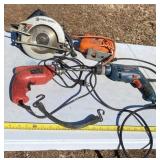 Black & Decker saws and electric drills.