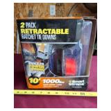 New in box 2 pack retractable ratchet tie downs.