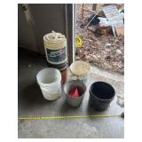 Buckets and kerosene storage container