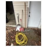 Hose, shovels, garden racks