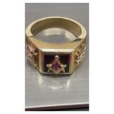 Marked  and tested 14K Masonic ring, 18.28g