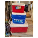 Igloo and Coleman coolers.