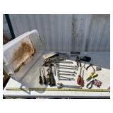 Open end wrenches, screw drivers, hammer, pliers