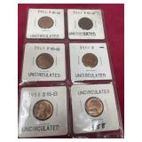 Uncirculated  Wheat Pennies1944P ,45P ,46P ,57P