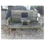 63 in swing wooden bench 2 seater