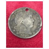 1893 barber half dollar w engraving on back