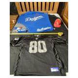 Dodgers painted brick and throw, Cardinal plastic