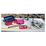 Ice fishing reel rod, tackle boxes