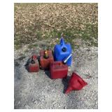 5 gallon gas can 2 gal and 1 gal and funnel 1
