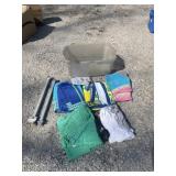 Beach towels, boat parts