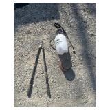 Bush trimmers sprayer and salt in coffee can