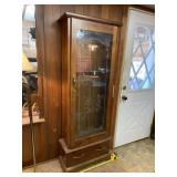 Six gun wood cabinet with etched buck deer on