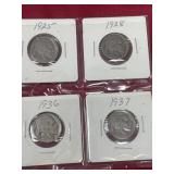 1925, 28, 36, 37, buffalo nickels