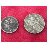 1945 Mercury dime and a 1935 Buffalo Nickel