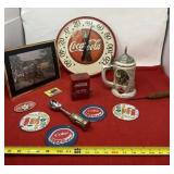 Coca Cola 1998 outside thermometer, 1999 Stein,