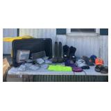 Boots size 10 , hats, Birkenstocks sandals size