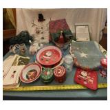 Christmas decor, flags, tins, lights and kitchen