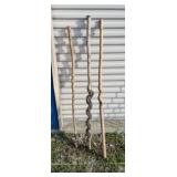 Hand carved wood walking sticks or hiking staffs,