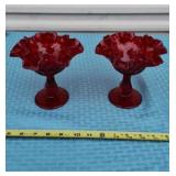 Fenton Ruby Red glass compotes
