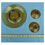 mid-century amber glass chip and dip set,