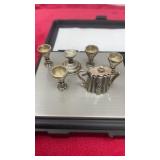 Unmarked Sterling miniature teapot goblet fruit