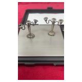 Unmarked,Silver miniature candelabraï¿½s for