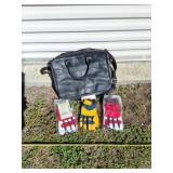 Work gloves with a leather bag