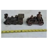cast metal train-shaped coin banks