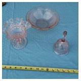 Vintage pink depression glass.