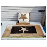 Cowhide rug and pillow