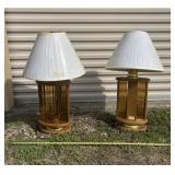 vintage table lamps feature amber-colored glass