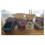 Wicker baskets, including basket, full of