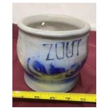 German salt-glazed stoneware crock, often