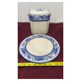 vintage Japanese blue and white porcelain set