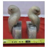 Alabaster 5" Tall Parrot Bookends Carved