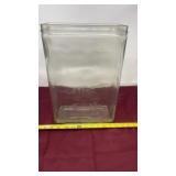 Exide glass battery jar, 15 inches tall made in