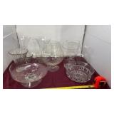 Clear, glass vases, fruit bowl, dishes