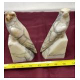 Marble eagle bookends chip on one nose