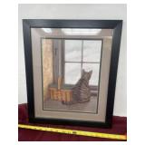 Cat looking out the window with basket  16 x 20