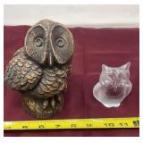 Glass and resin owls