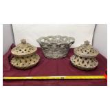 decorative lattice ceramic potpourri or trinket