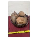 Rustic decorative acorns with metal basket