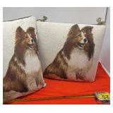 Pillow top footstool matching throw pillow