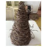 Lighted grapevine cone tree 26 inches tall