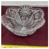 Heavy crystal bowl with hob stars and fans