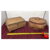 Two vintage wicker, sewing baskets