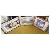 Three pieces of wall art eagle cat floral